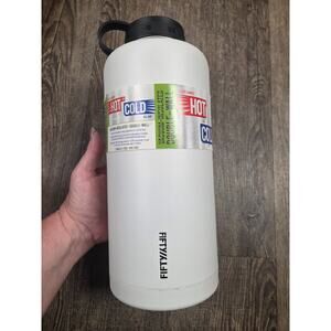 FIFTY/FIFTY Vacuum-Insulated Barrel Growler-64oz Winter White Water Bottle NEW